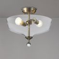 Talusia 2 Light Semi Flush Ceiling E27 With Flat Round 38cm Glass Shade Satin Nickel/Clear additional 6
