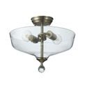 Talusia 2 Light Semi Flush Ceiling E27 With Flat Round 38cm Glass Shade Satin Nickel/Clear additional 1