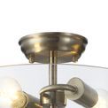 Talusia 2 Light Semi Flush Ceiling E27 With Flat Round 38cm Glass Shade Satin Nickel/Clear additional 3