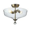 Talusia 2 Light Semi Flush Ceiling E27 With Flat Round 38cm Glass Shade Satin Nickel/Clear additional 5
