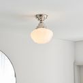 Abberly Semi Flush Bright Nickel Plate &amp; Opal Glass Ceiling Light additional 2