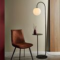 Abbotsham Floor Lamp Large Satin black paint &amp; matt opal glass additional 2