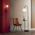 Abbotsham Floor Lamp Large Satin black paint &amp; matt opal glass additional 3