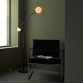 Abram 2 light floor lamp Textured matt black &amp; gloss opal glass additional 3