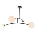 Abram 4 Pendant Semi Flush Textured Matt Black &amp; Gloss Opal Glass additional 1
