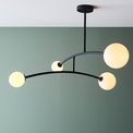 Abram 4 Pendant Semi Flush Textured Matt Black &amp; Gloss Opal Glass additional 2