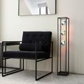 Ackton Floor Lamp Matt black &amp; iridescent glass additional 2