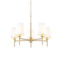 Aclare 5 light Pendant Satin brass plate &amp; vintage white fabric additional 1