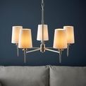Aclare 5 light Pendant Bright nickel plate &amp; vintage white fabric additional 2