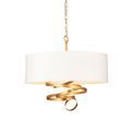 Adderley 3 light Pendant Gold leaf &amp; ivory cotton fabric additional 1