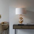 Adderley table lamp Gold leaf with ivory cotton and black marble additional 2