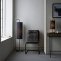 Akeld floor lamp Matt black &amp; black fabric additional 3