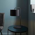 Albury table lamp Satin black paint &amp; black fabric additional 3