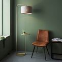 Albury Satin Champagne Paint &amp; Slate Grey Fabric Floor Lamp additional 2