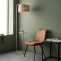 Albury Satin Champagne Paint &amp; Slate Grey Fabric Floor Lamp additional 3