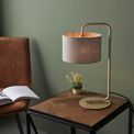 Albury table lamp Satin champagne paint &amp; slate grey fabric additional 2