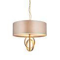 Aldwych 3 light Pendant Antique gold leaf &amp; mink satin fabric additional 1