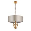 Aldwych 3 light Pendant Antique gold leaf &amp; mink satin fabric additional 2