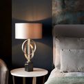 Aldwych table lamp Antique silver leaf &amp; mink satin fabric additional 2