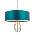 Aldwych 5 light Pendant c Antique silver leaf &amp; teal satin fabric additional 1