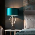 Aldwych table lamp Antique silver leaf &amp; teal satin fabric additional 3
