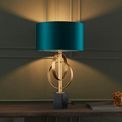 Aldwych table lamp Antique gold leaf &amp; teal satin fabric additional 2
