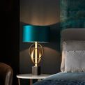 Aldwych table lamp Antique gold leaf &amp; teal satin fabric additional 3