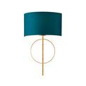 Aldwych Gold Leaf &amp; Teal Satin Fabric Antique Wall Lamp additional 1