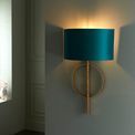 Aldwych Gold Leaf &amp; Teal Satin Fabric Antique Wall Lamp additional 3