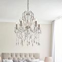 Alport Aged Silver Paint &amp; Clear Cut Glass 5 Light Pendant Chandelier additional 2