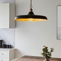 Bakewell Single Pendant Matt Black &amp; Satin Gold Paint Light additional 3