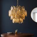 Babbacome 12 Light Pendant Gold effect plate &amp; champagne crystal additional 3