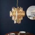 Babbacome 15 Light Pendant Gold effect plate &amp; champagne crystal additional 2