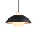 Balham Round Pendant Matt black &amp; matt white glass additional 1