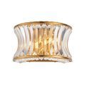Bamford 2 Light Wall Light Warm brass plate with crystal and clear glass additional 1