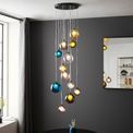 Barmouth 12 Light Pendant Black chrome plate &amp; multi coloured glass additional 2