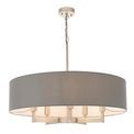 Barnes 5 Light Pendant WithFabric Shade Matt nickel plate &amp; grey fabric additional 1