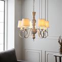 Battersea 5 Light Pendant Distressed white &amp; vintage white fabric additional 3