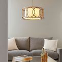 Canford Brushed Gold Paint &amp; White Fabric 4 Light Ceiling Pendant Light additional 3