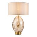 Carlisle Table Lamp Champagne lustre glass, satin brass plate with vintage white fabric additional 1