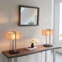 Carthorpe Table Lamp Satin nickel plate &amp; natural linen additional 2