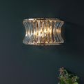 Bamford 2 Light Wall Light Bright nickel plate with crystal and clear glass additional 3