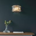 Bamford 2 Light Wall Light Bright nickel plate with crystal and clear glass additional 2