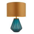 Dinton Table Lamp With Shade Turquoise tinted glass &amp; gold satin fabric additional 1