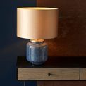 Diptford Table Lamp With Shade Cobalt glass &amp; gold satin fabric additional 2