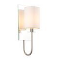 Downham Wall Light Bright nickel plate &amp; vintage white fabric additional 1