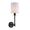 Drayton Wall Light Matt black &amp; vintage white fabric additional 1