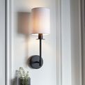 Drayton Wall Light Matt black &amp; vintage white fabric additional 2