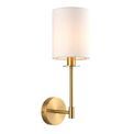 Drayton Wall Light Satin brass plate &amp; vintage white fabric additional 1