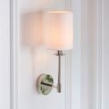 Drayton Wall Light Bright nickel plate &amp; vintage white fabric additional 3
